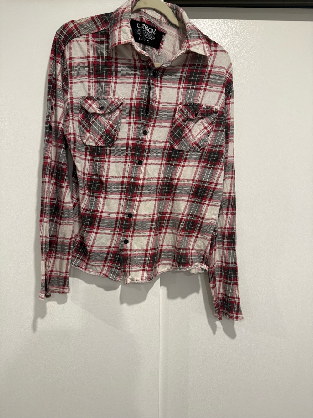 Carbon Girl’s Red & White Plaid Button-Down Shirt XXL
